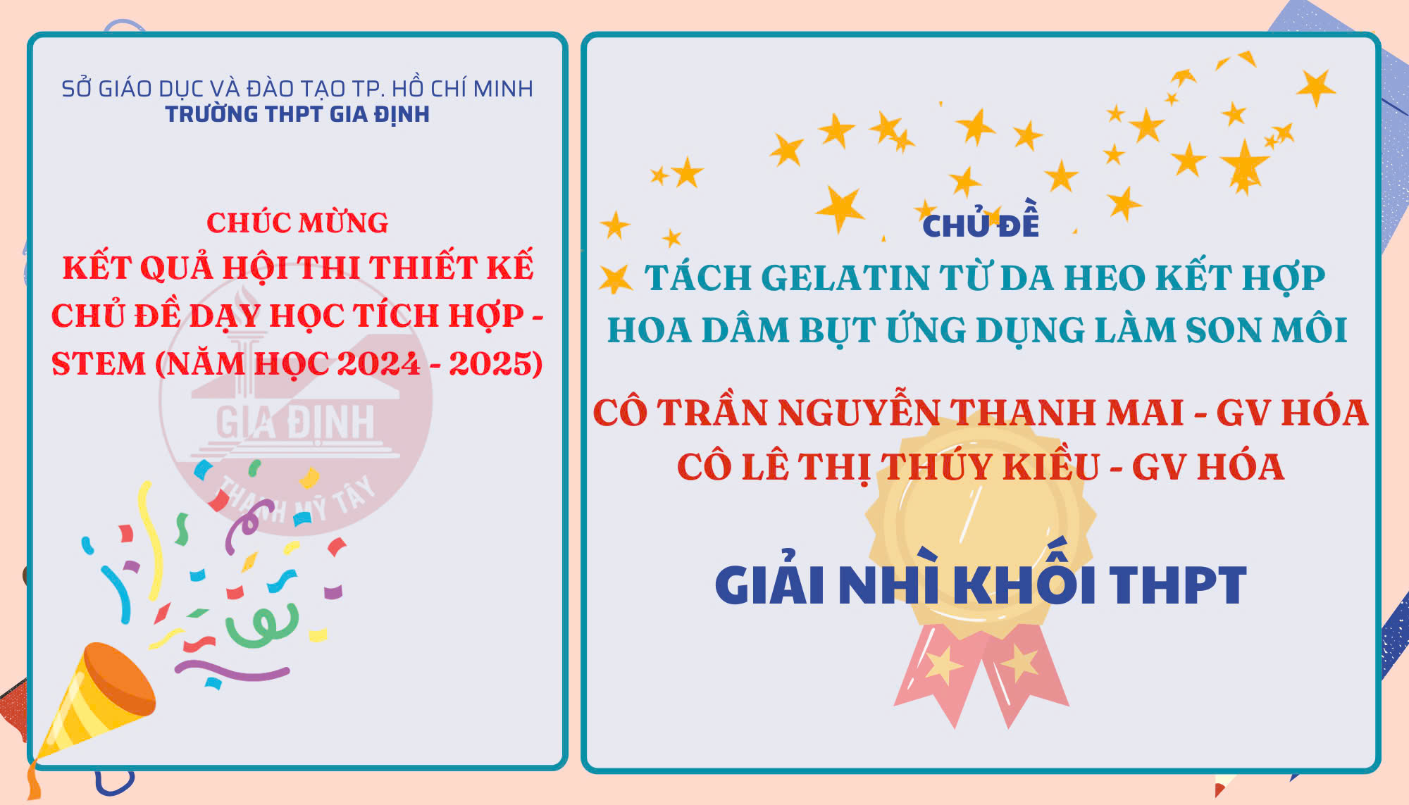Chúc mừng kết quả hội thi thiết kế chủ đề dạy học tích hợp STEM năm học 2024 - 2025