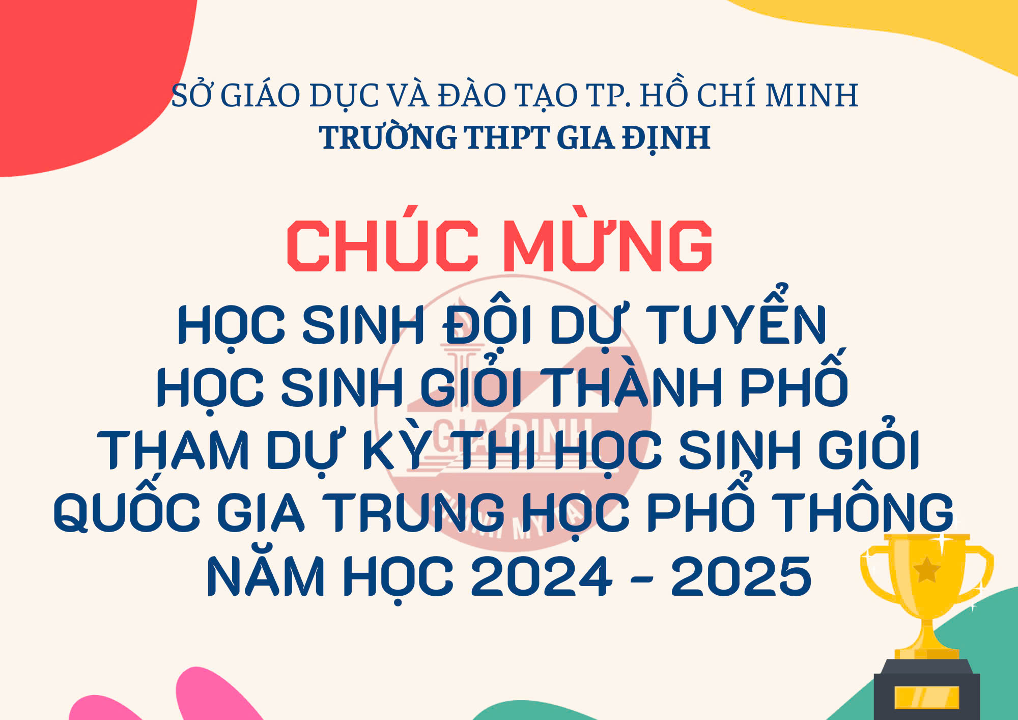 Chúc mừng học sinh đội dự tuyển học sinh giỏi thành phố tham dự kỳ thi học sinh giỏi quốc gia trung học phổ thông năm 2024-2025