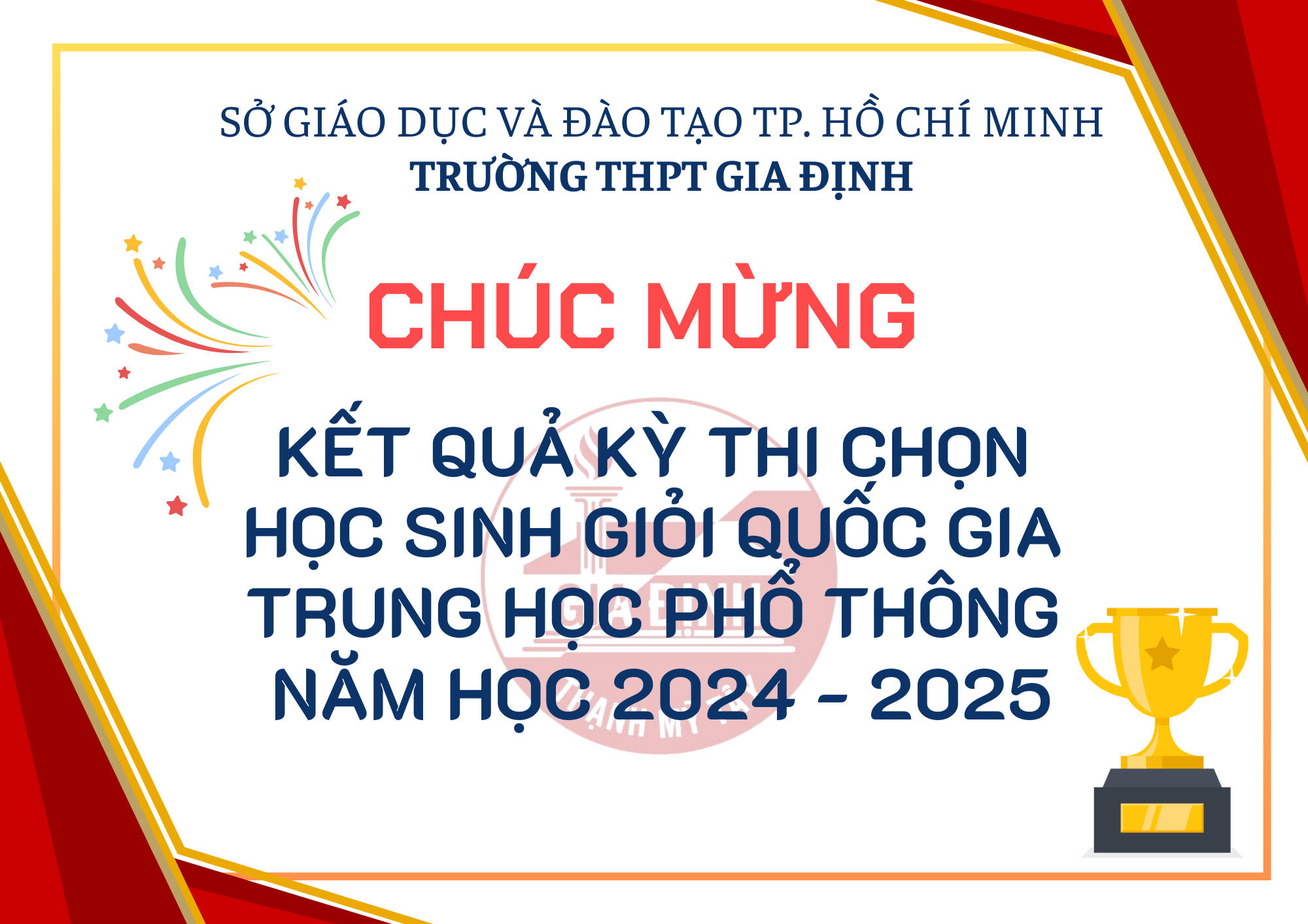 Chúc mừng kết quả kỳ thi chọn học sinh giỏi quốc gia trung học phổ thông năm học 2024-2025